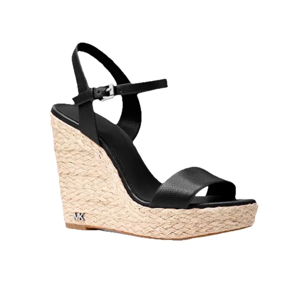 MICHAEL Michael Kors Women's Jill Leather‎ Espadrille Platform Wedge Sandals 8.5